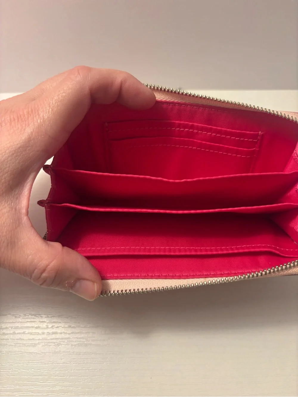 Coach Pink Floral Zip Wallet with Silver Logo